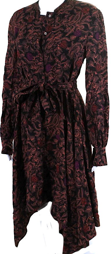 Proenza Schouler NY. Multi-Colored Floral Print A Line Belted Dress