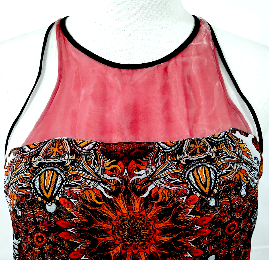 Helmut Lang NY. Red Rayon, Silk, Polyester Dress