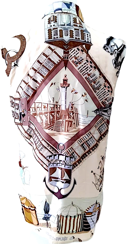 HERMES PARIS. Vintage Sleeveless Print Silk Top