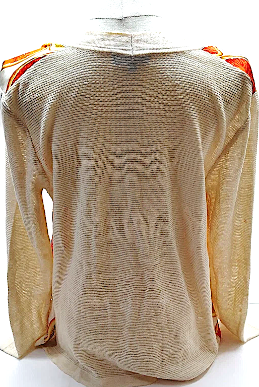 Gucci Italy. Knit "Oranges" Logo Cotton/Linen/Nylon Cardigan Style Top