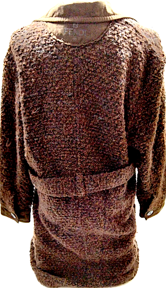 Fendi Italy. Brown Acrylic, Wool, Nylon Coat