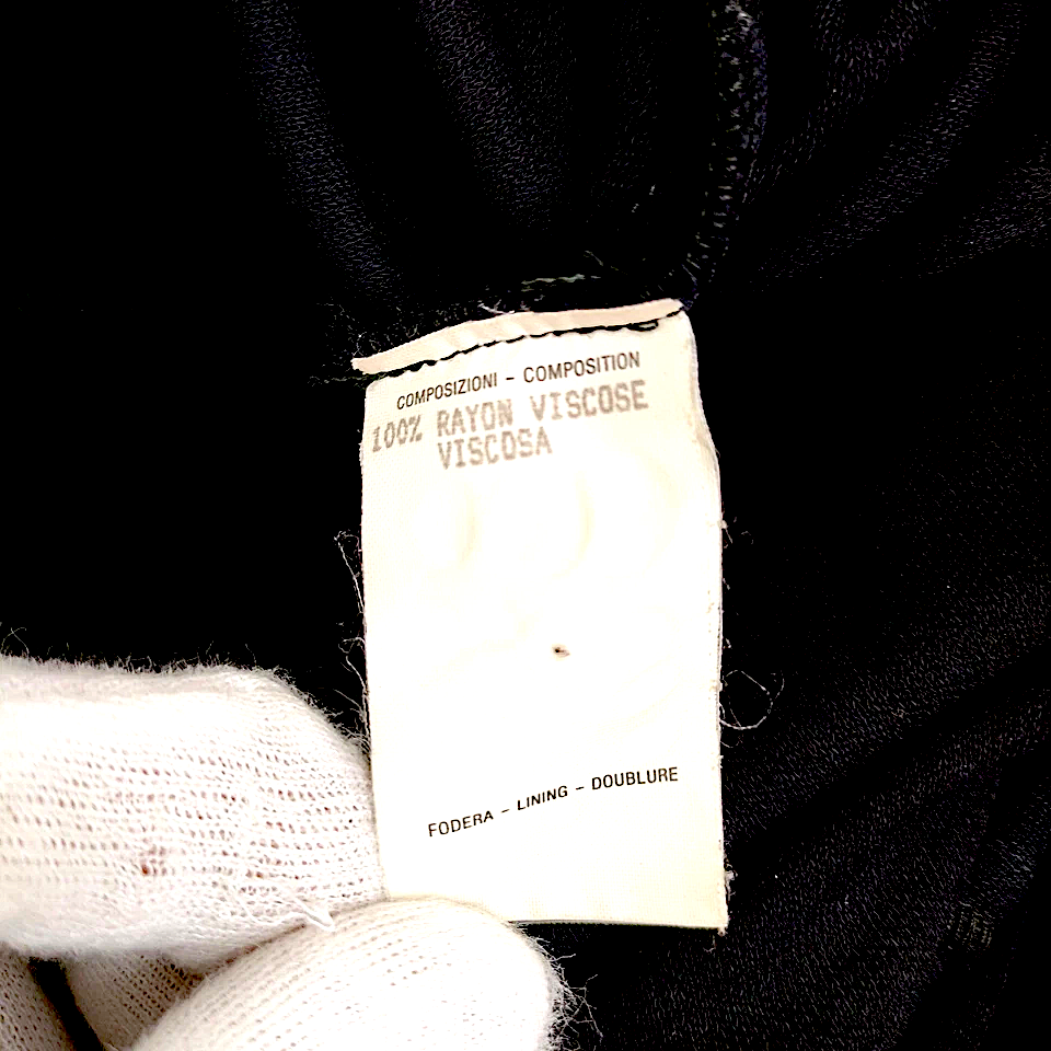 Gucci Italy Black Rayon Long Sleeve Dress