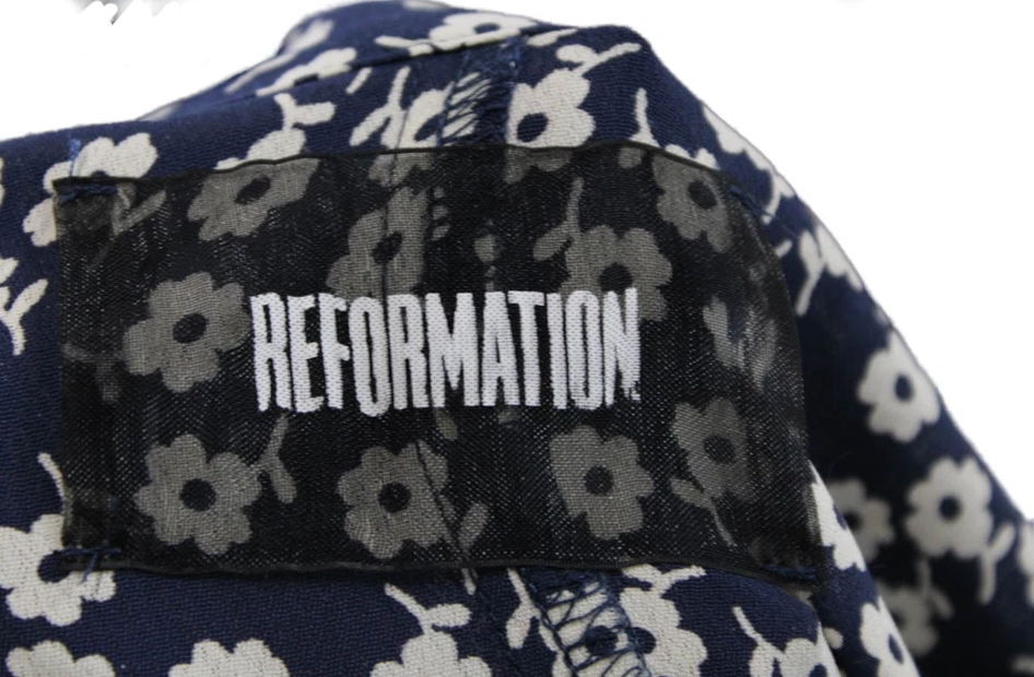 Reformation NY. Blue/White Floral Print Viscose A Line Wrap Skirt