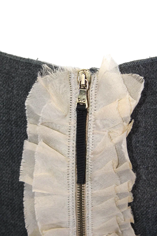 Dolce & Gabbana Italy. D&G. Gray Wool Sleeveless Inverted Pleat Dress