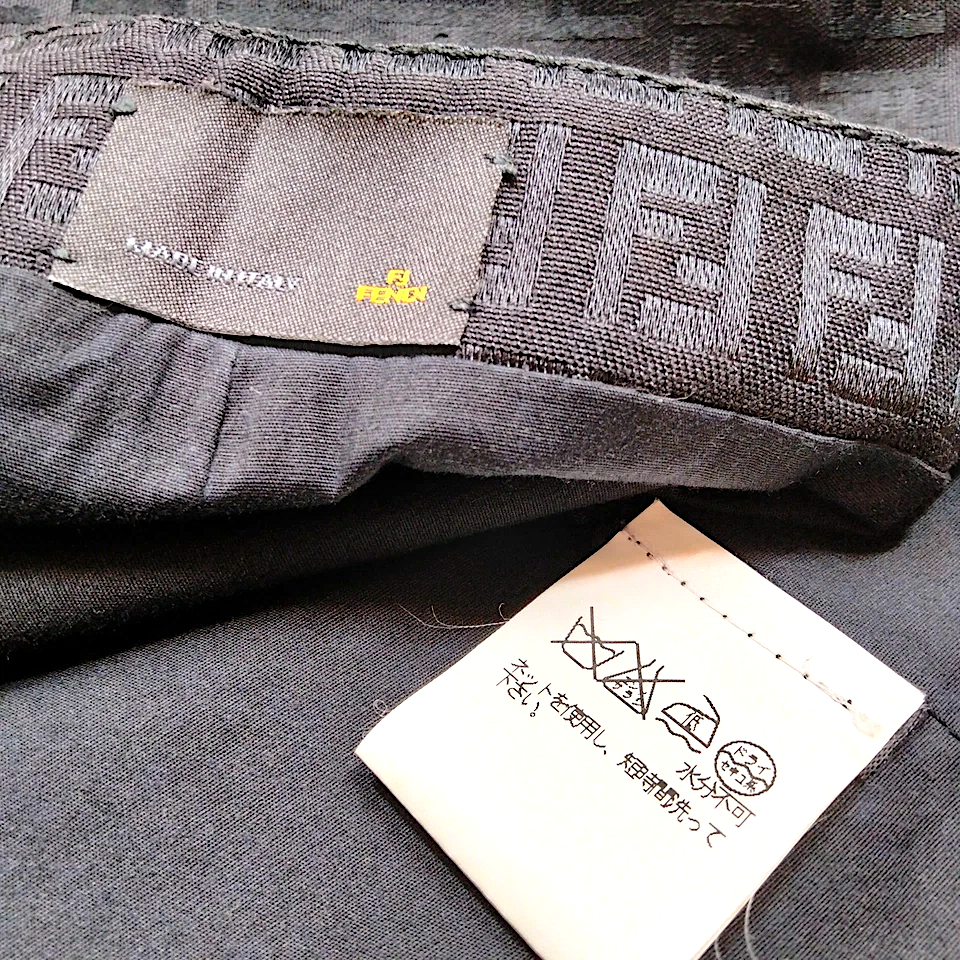 Fendi Italy. Black FF Logo Cotton, Rayon Skirt
