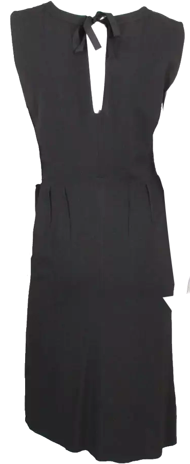 PRADA Italy. Black Crepe Gathered Detail Sleeveless A-Line Dress