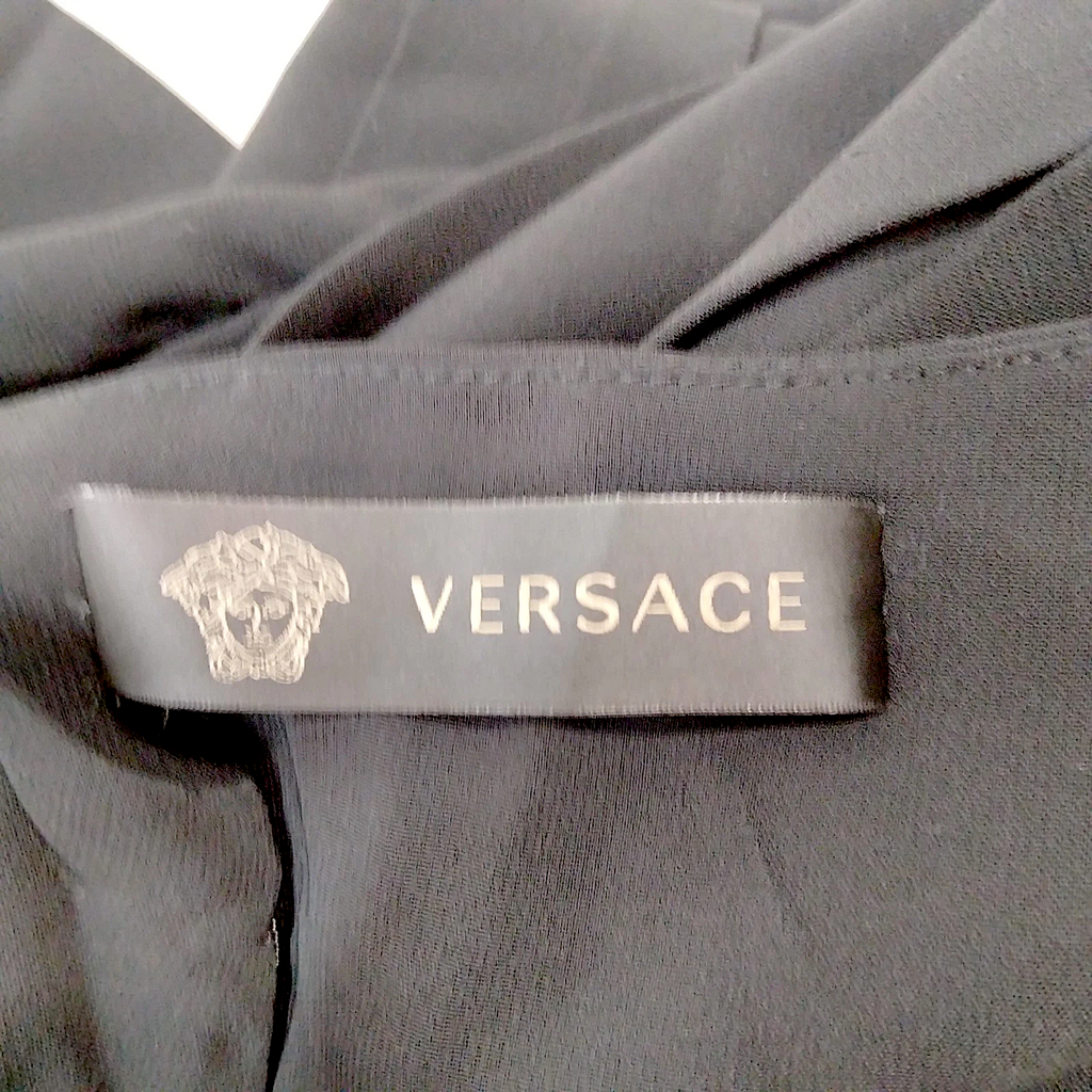 Versace Italy. Black Rayon, Polyurethane Skirt