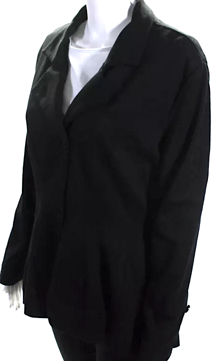 Ivan Grundahl Copenhagen. Black Viscose Button Down Peplum Jacket