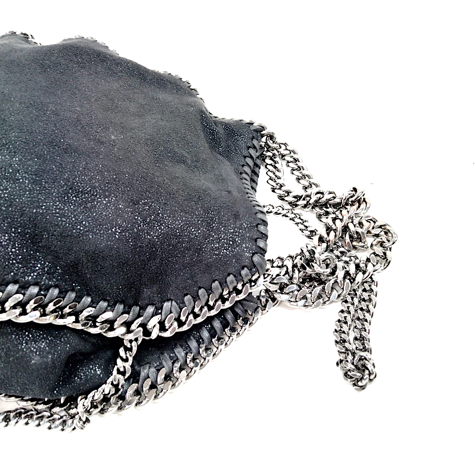 Stella McCartney UK. Black Vegan Faux Leather Shoulder Bag