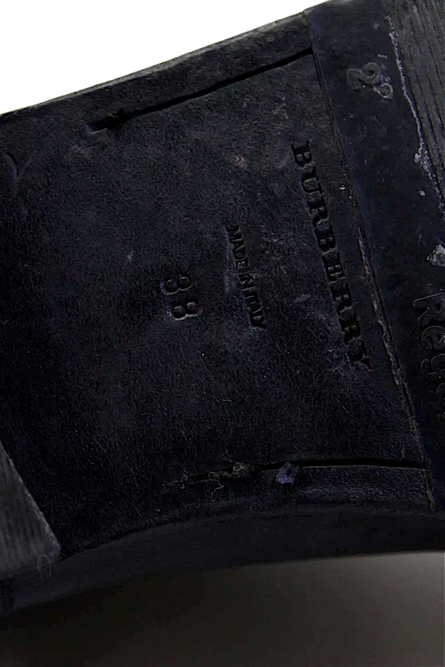 Burberry UK. Black Textured :Leather Zip Casual Booties Black Size EUR 38