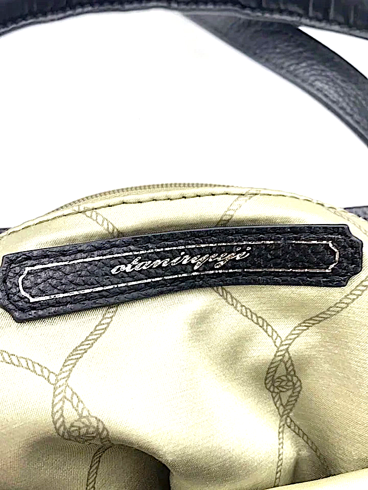 Otaniryuji Japan. Black Lambskin Leather Shoulder Bag w/silver Studded Accents