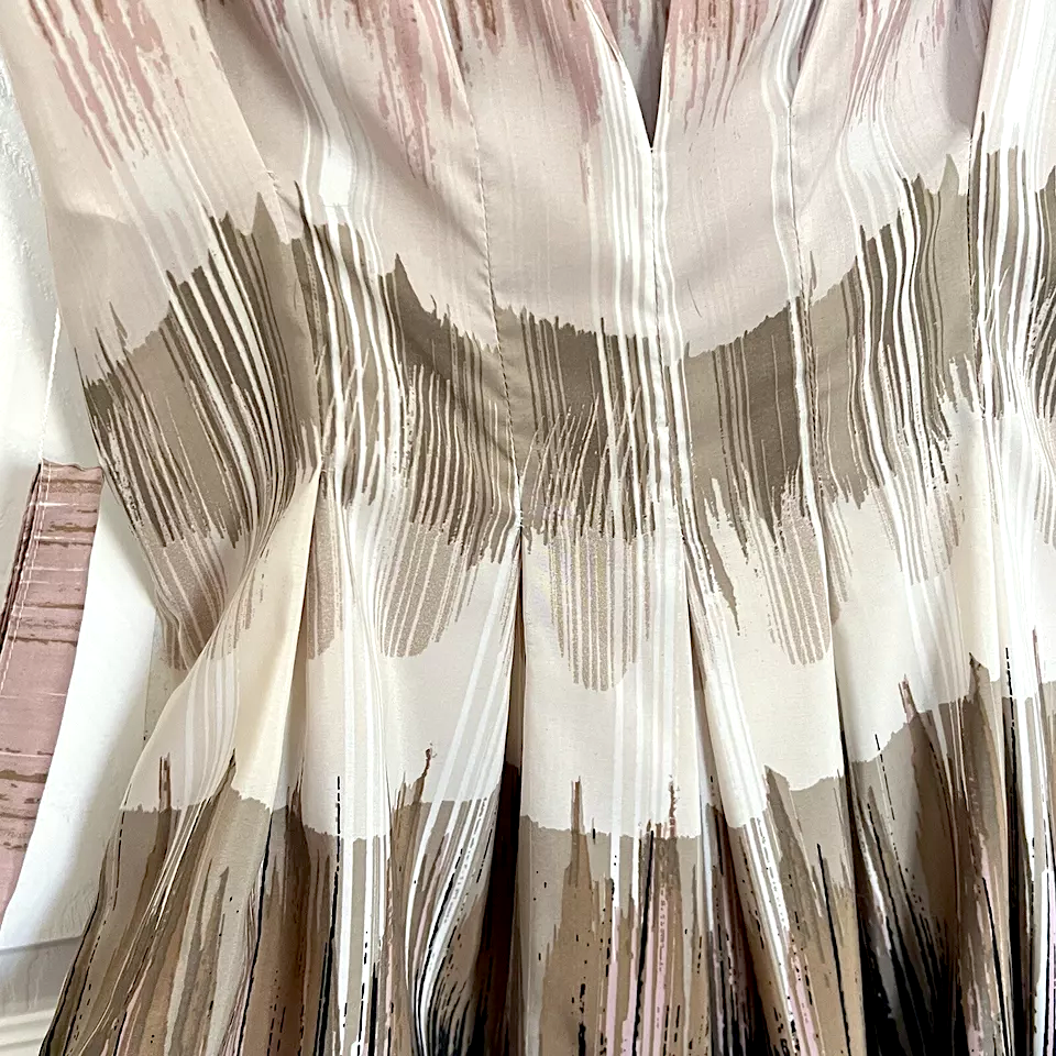 Benetton Vintage Print Sleeveless Belted Flare A Line Dress