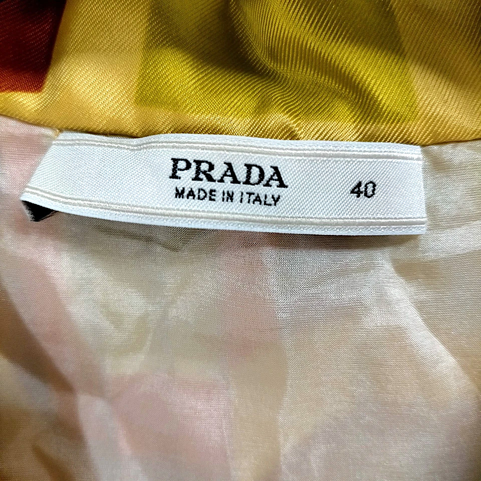 Prada Italy. Multi-Color Pleated Silk Dress