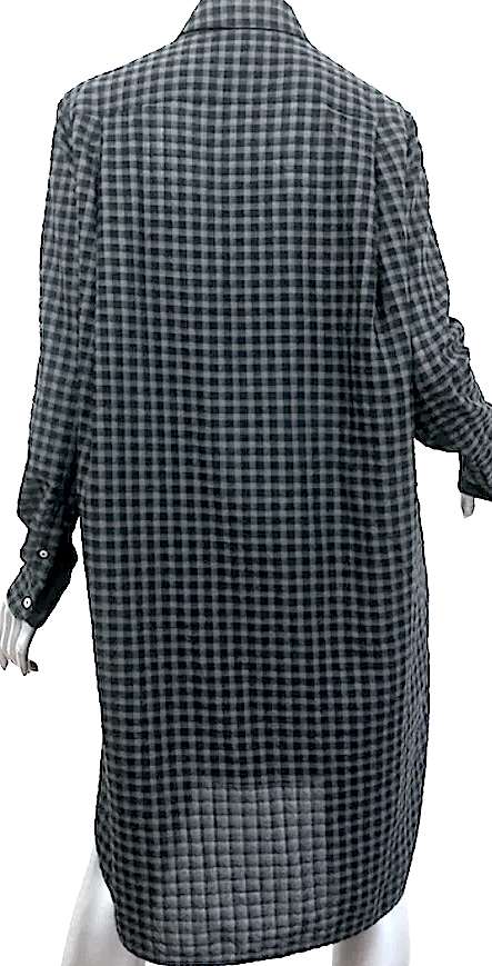 Isabel Marant Etoile Paris. Grey Gingham Check Shirtdress Long Sleeve Dress Size 38