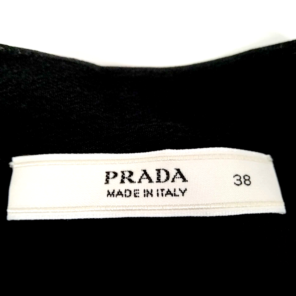 Prada Italy. Black Silk Tie Blouse/Top