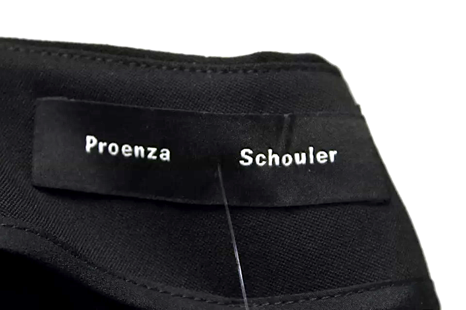 Proenza Schouler NY. Black Wool Mid Rise Cropped Wide Leg Pants