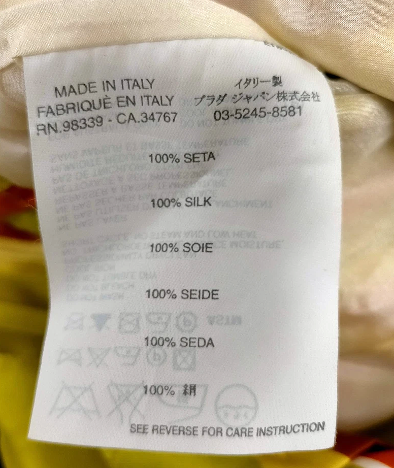 Prada Italy. Multi-Color Pleated Silk Dress