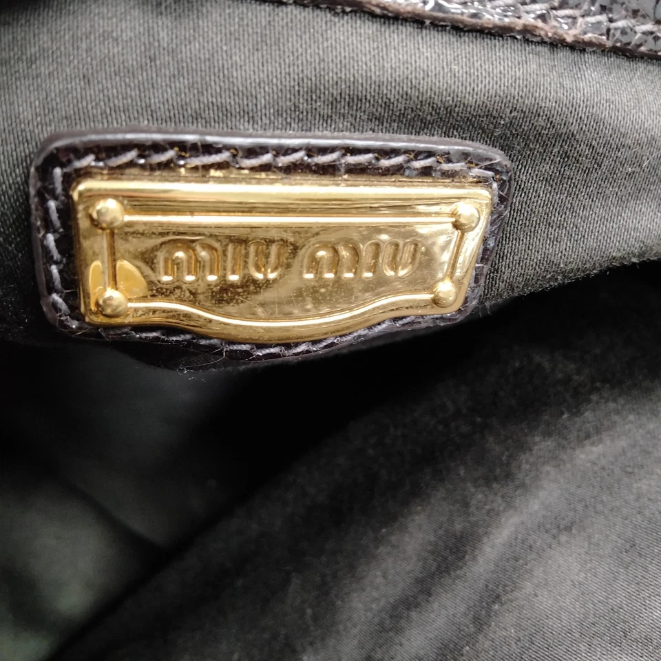 Miu Miu Italy. Brown Croc Pattern Leather Shoulder Bag / Hand Bag / Crossbody Bag