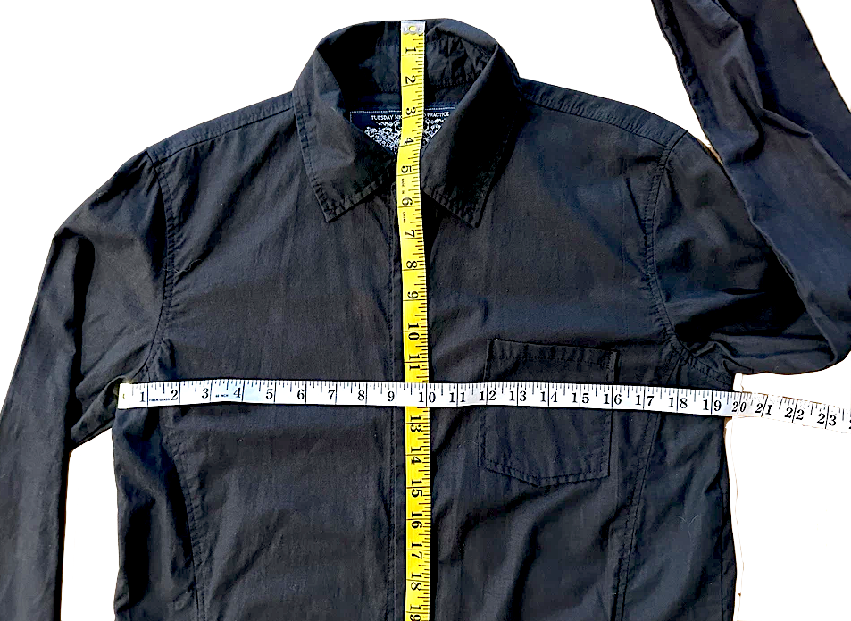 Tuesday Night Band Practice Avant Garde. NEW NO TAG, Black Cotton Long Button Down Shirt Dress