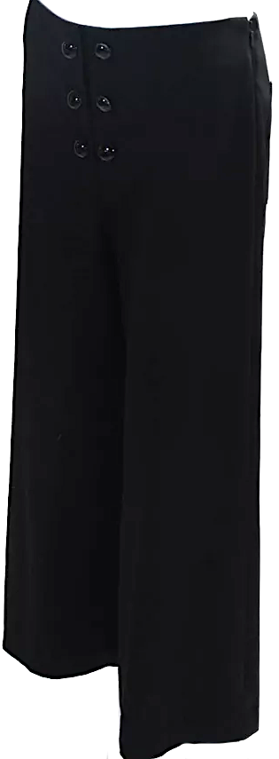 Proenza Schouler NY. Black Wool Mid Rise Cropped Wide Leg Pants