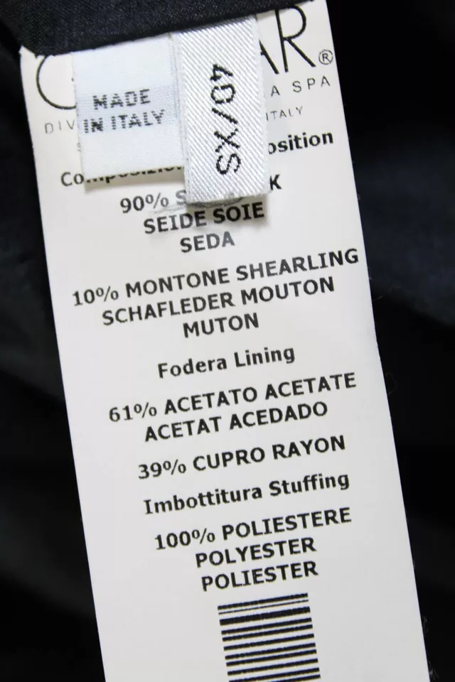 Iceberg Italy. Black Silk Fur Lined Hooded Striped Quilted Puffer Coat