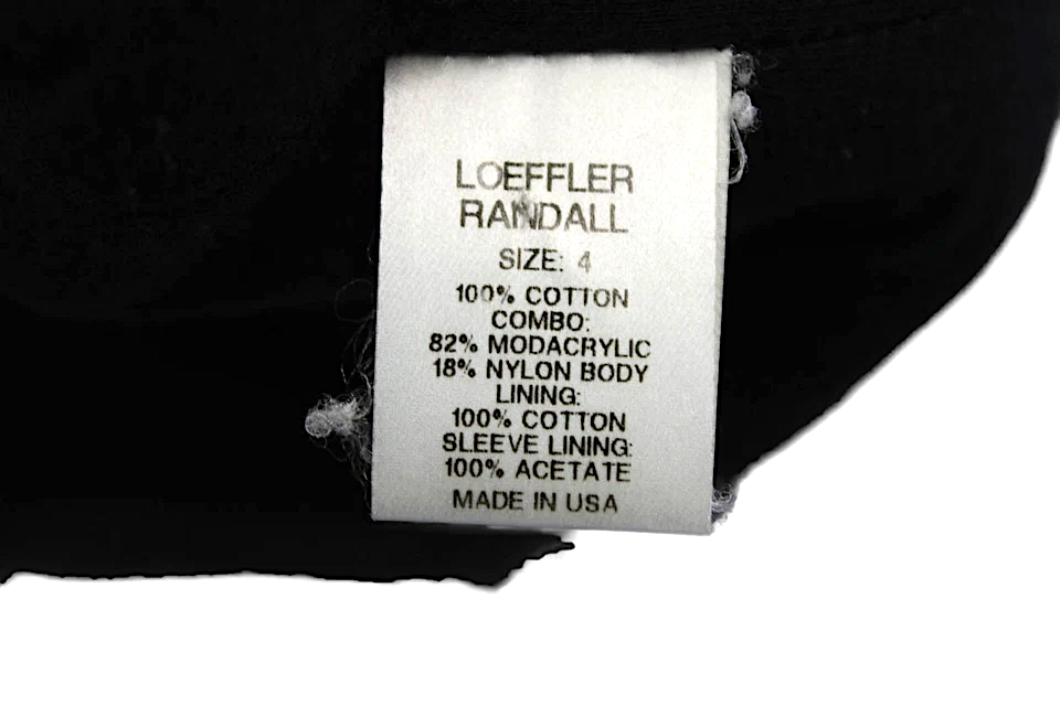 Loeffler Randall Black Cotton Faux Fur Front Long Sleeve Jacket