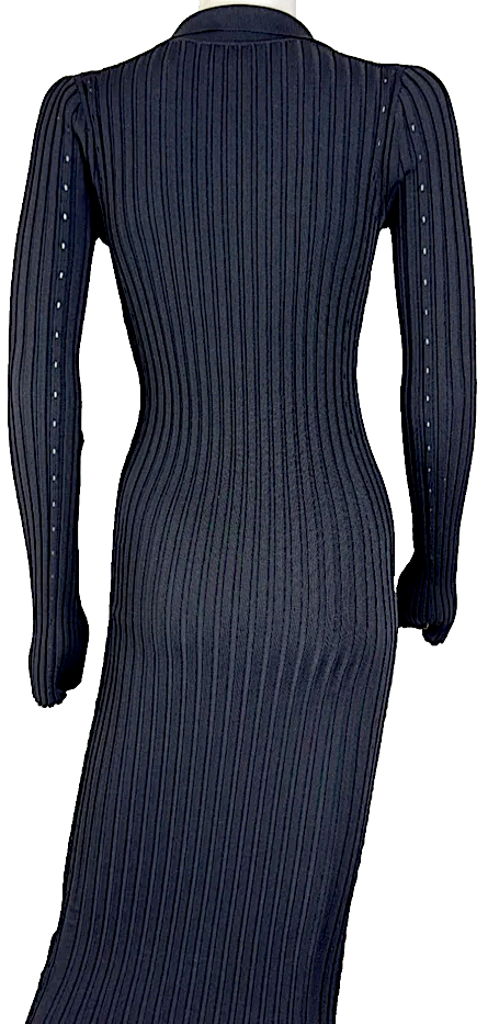 Helmut Lang New 2 4 US 40 IT XS S Black Stretch Bodycon Midi Dress