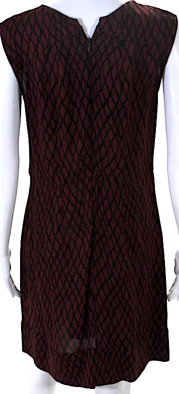 Marni Italy. Red, Black Viscose Sleeveless Crew Neck Printed Dress