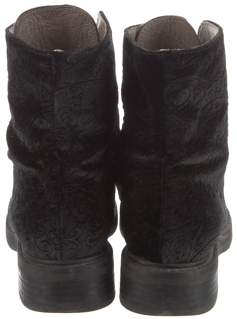 Barney's New York Black Leather/Velvet/Suede Combat Boots Size: 8