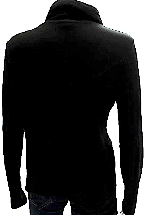 Helmut Lang NYC. Black Ramie Wool High Neck Two Pocket Long Sleeve Zip Up Jacket