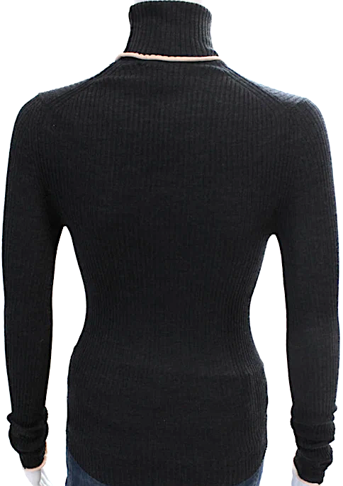 ACNE Studios Sweden. Black Merino Wool Ribbed Turtleneck Pullover Sweater Top