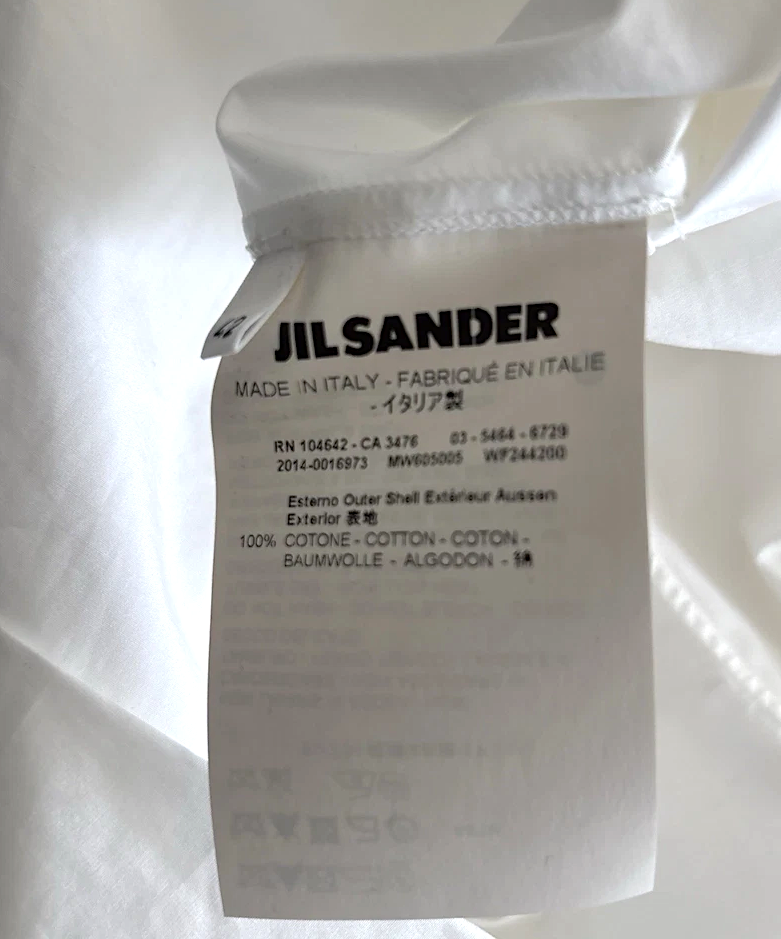 JIL SANDER 100% cotton button front tunic white shirt