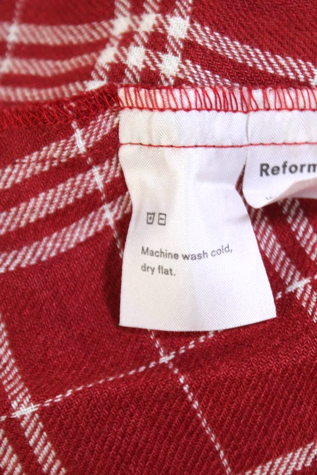 Reformation NY. Red Plaid Printed Linen Sleeveless  Casual Dress