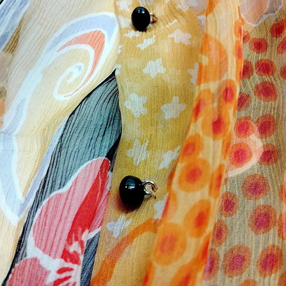 DOLCE&GABBANA ITALY. D & G. Multi-Color Oranges Silk Top