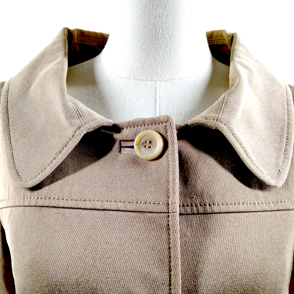 PRADA ITALY. Light Brown Nylon, Cotton, Polyurethane Long Coat