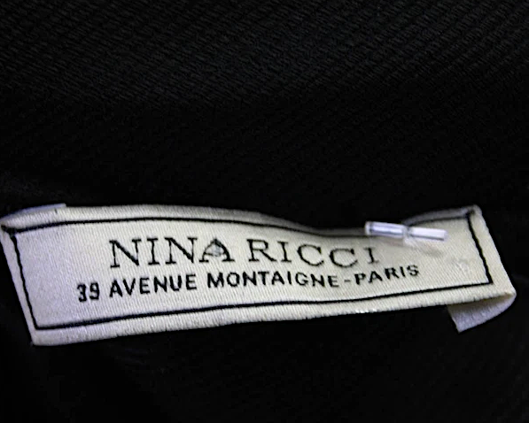 Nina Ricci Paris. Black V-Neck Sleeveless Drape Detail Shift Dress S