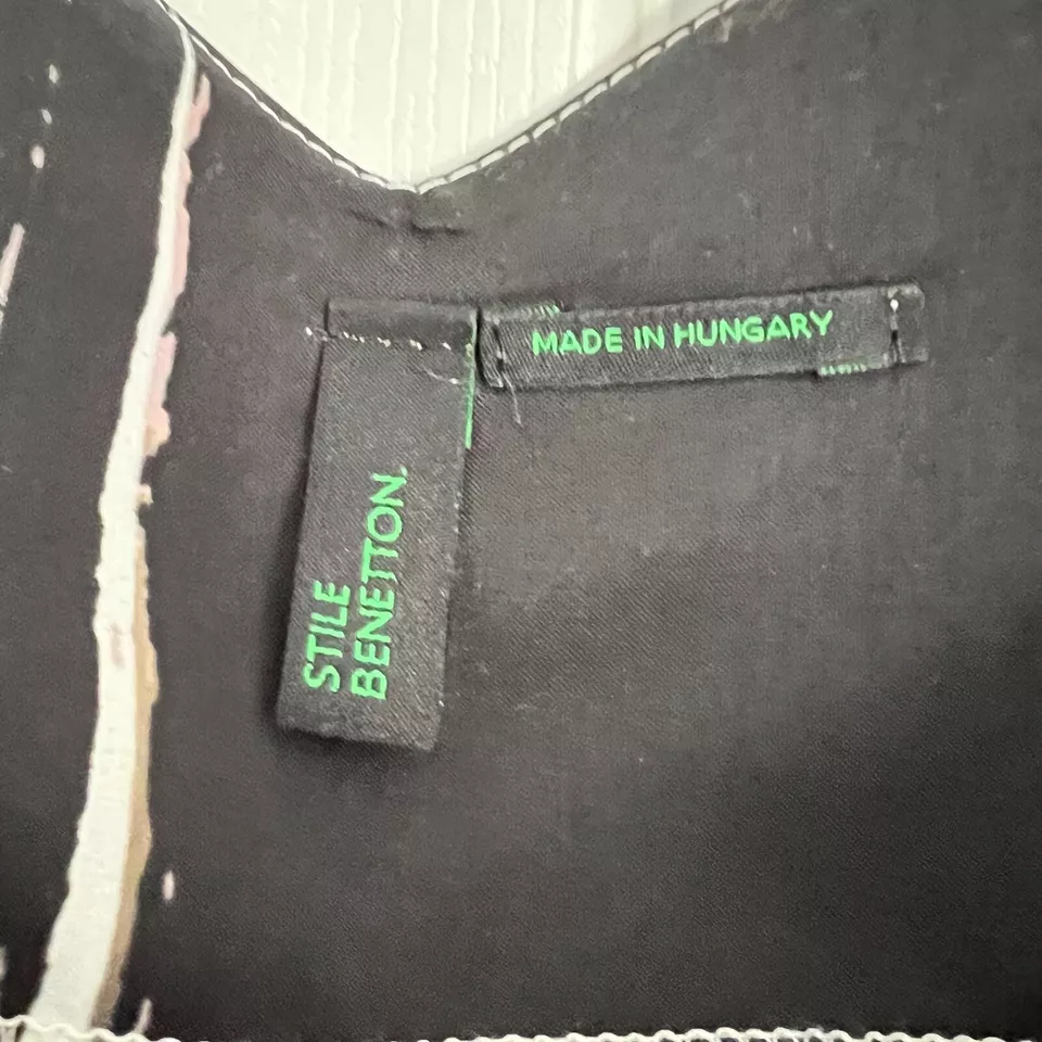 Benetton Vintage Print Sleeveless Belted Flare A Line Dress