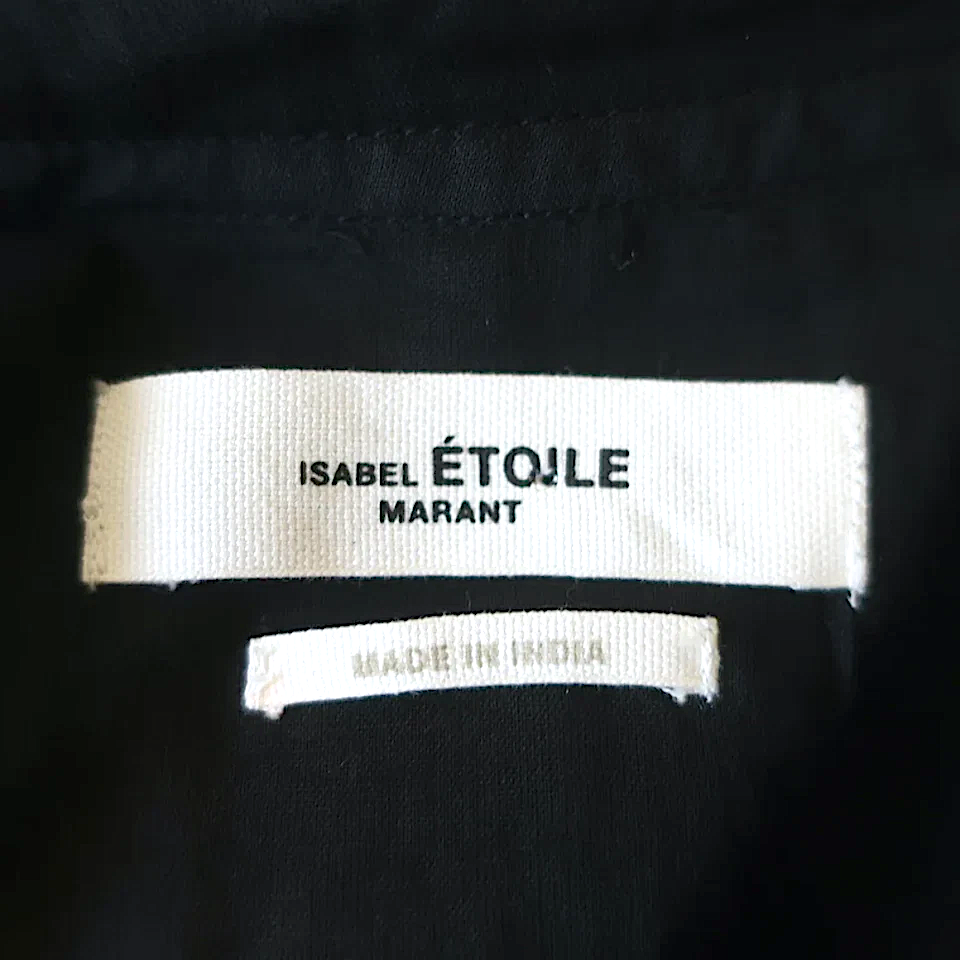 Isabel Marant Etoile Paris. Black Cotton Pamias Ruffle Blouse Long Sleeve Top