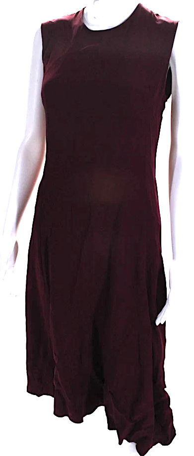 JOSEPH LONDON. Burgundy Red Sleeveless Crew Neck Meline Dress