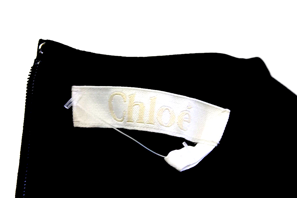 Chloe Paris. Black Long Sleeves Knee Length Ruffle Swing Dress