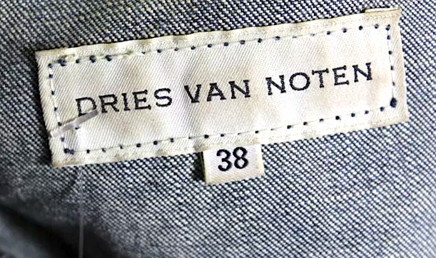 Dries Van Noten Belgium. Blue Medium Wash Collar Long Sleeve Denim Jacket