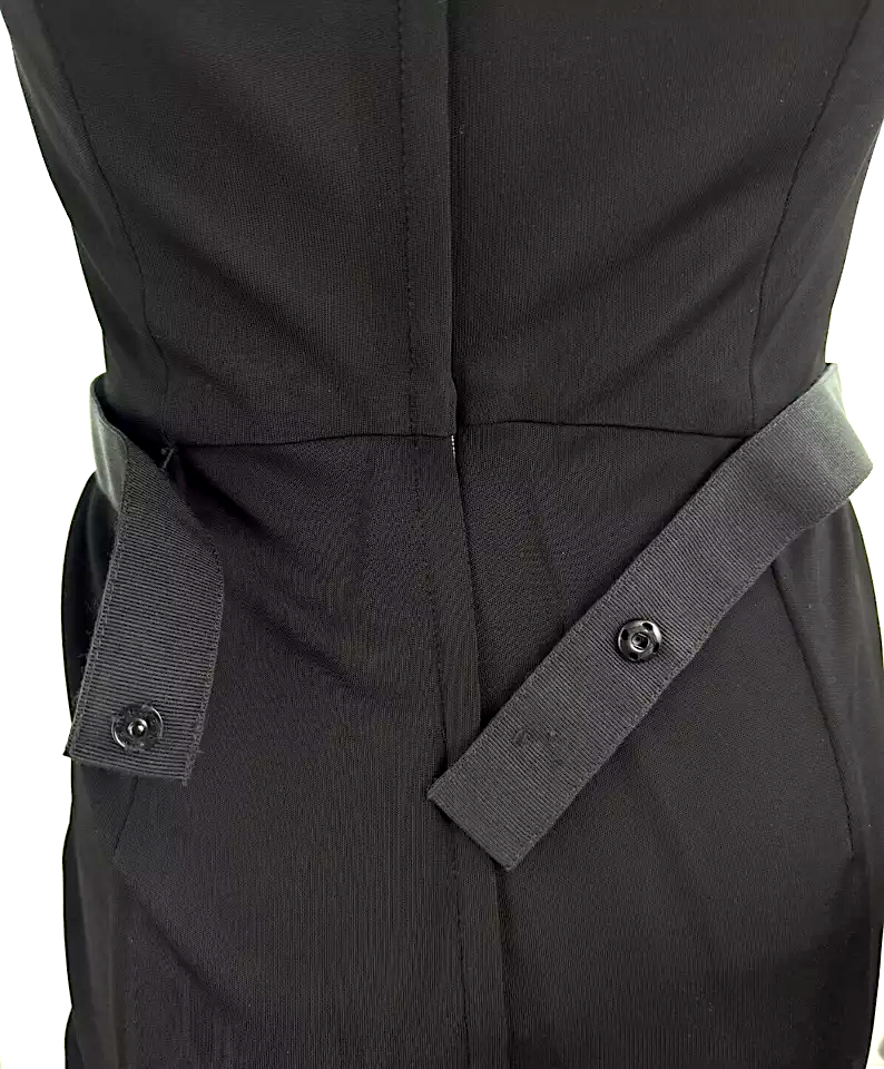 Dolce Gabbana New W/O Tag. Authentic Black Viscose Pleated Stretch Belt Dress