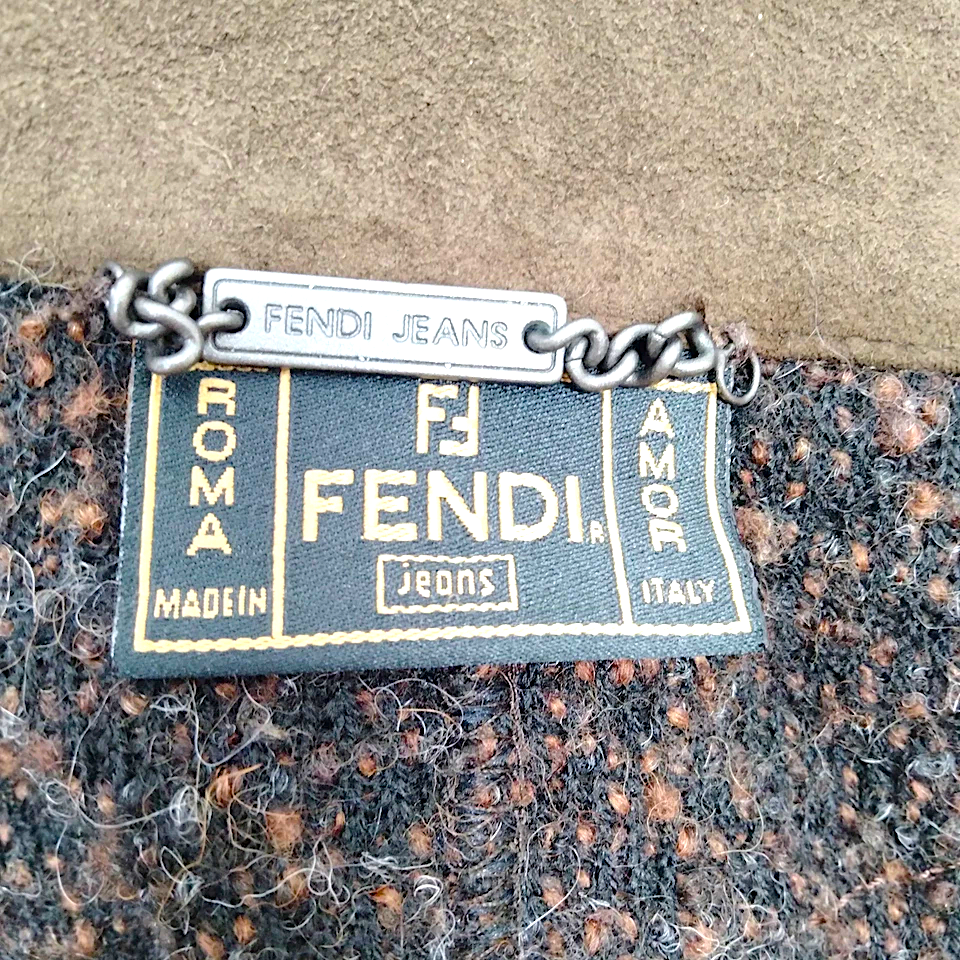 Fendi Italy. Brown Acrylic, Wool, Nylon Coat