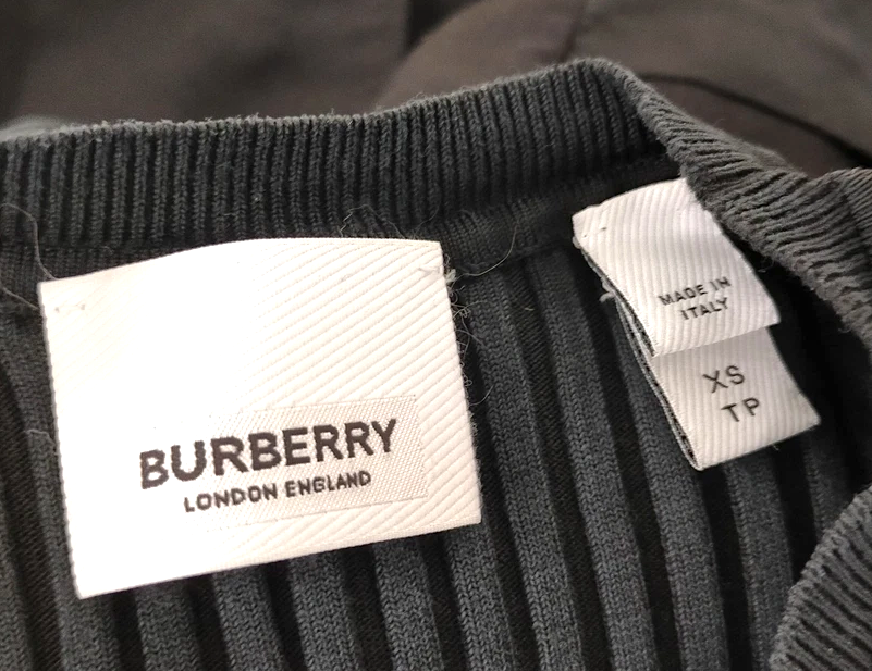 Burberry UK. Washed Black Wool, Cupro, Nylon Dress
