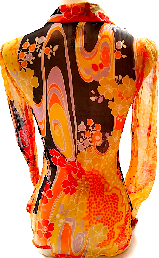 DOLCE&GABBANA ITALY. D & G. Multi-Color Oranges Silk Top