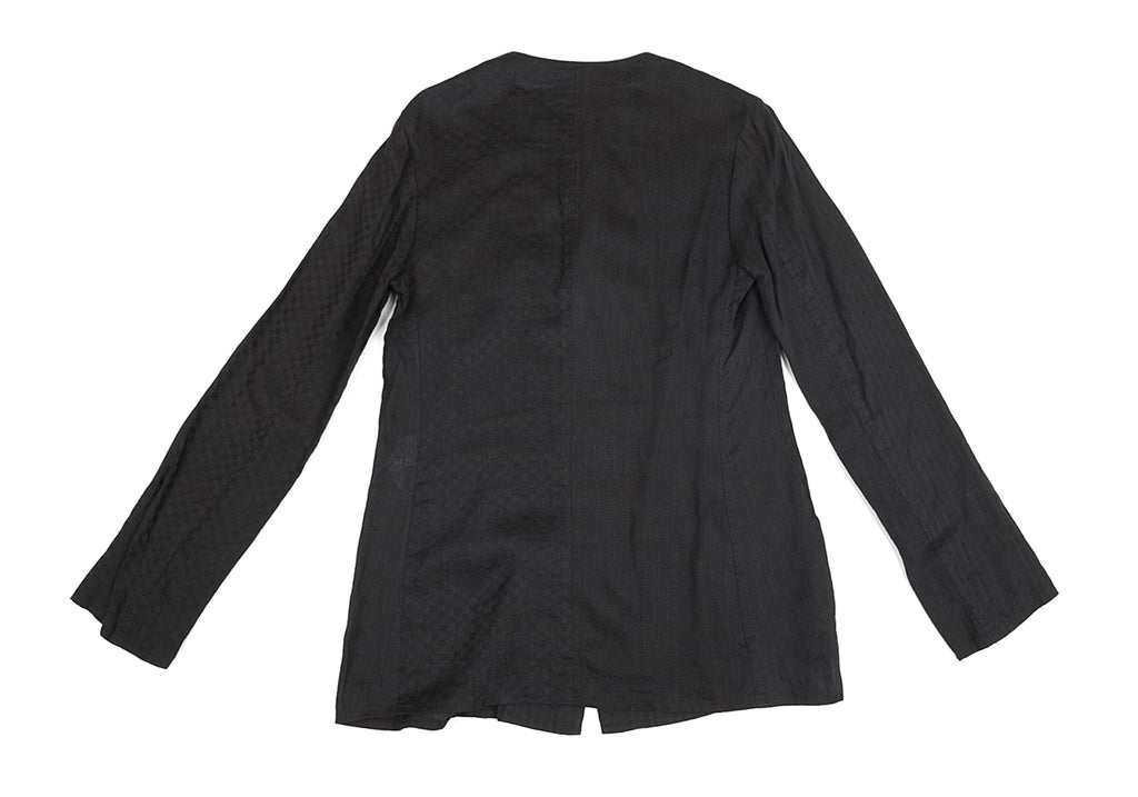YOHJI YAMAMOTO JAPAN. Y's Pattern Switched Black Linen Blouse