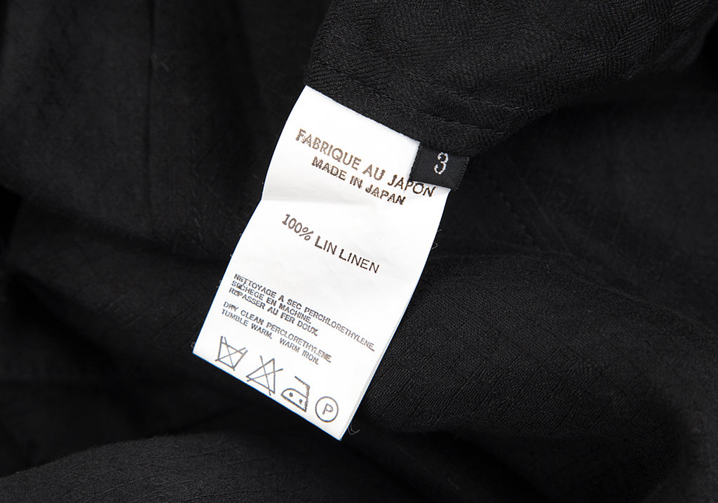 YOHJI YAMAMOTO JAPAN. Y's Pattern Switched Black Linen Blouse