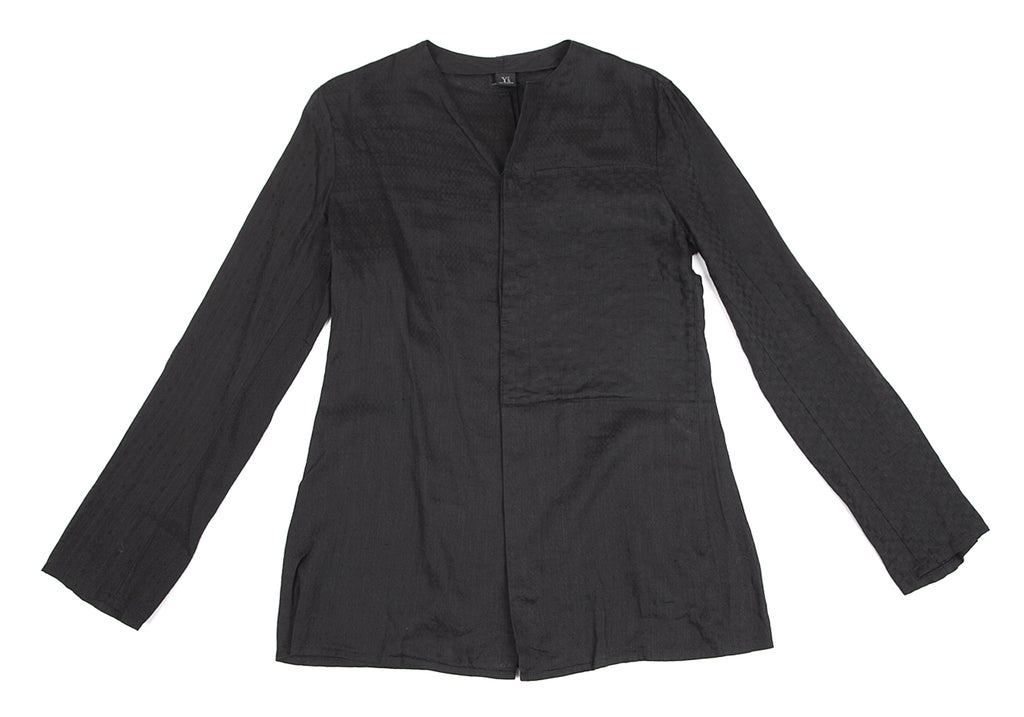 YOHJI YAMAMOTO JAPAN. Y's Pattern Switched Black Linen Blouse