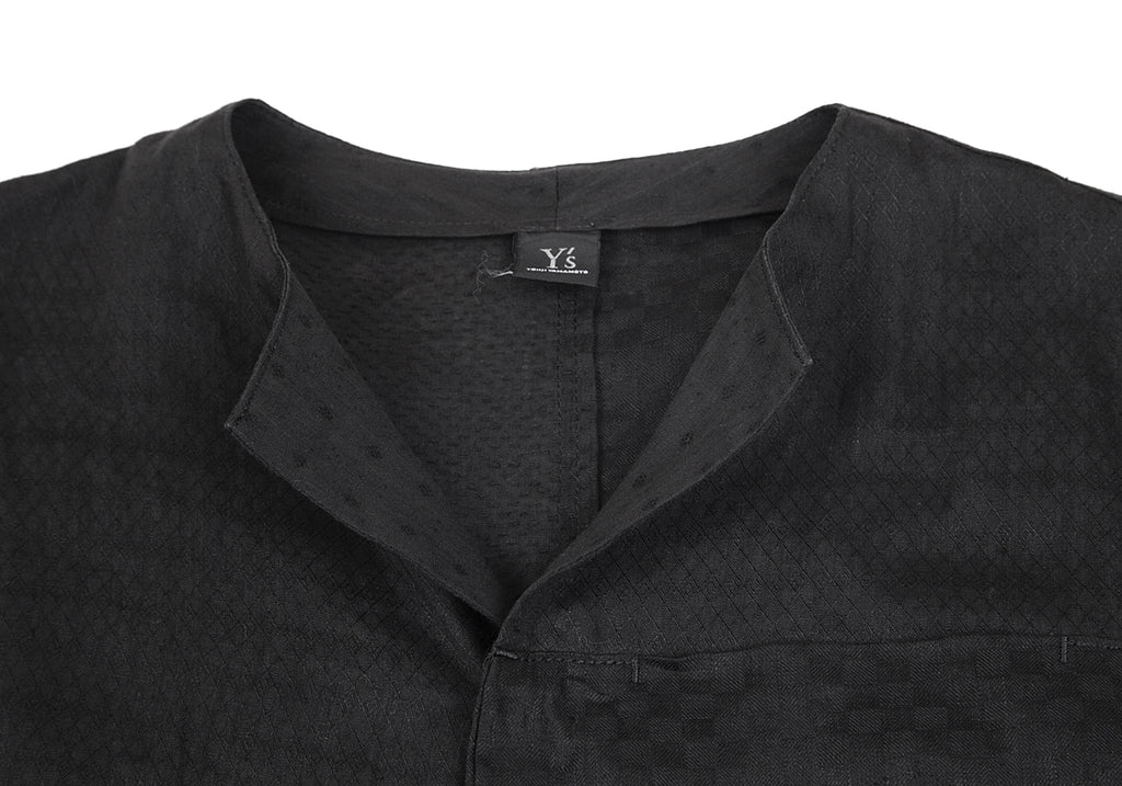 YOHJI YAMAMOTO JAPAN. Y's Pattern Switched Black Linen Blouse