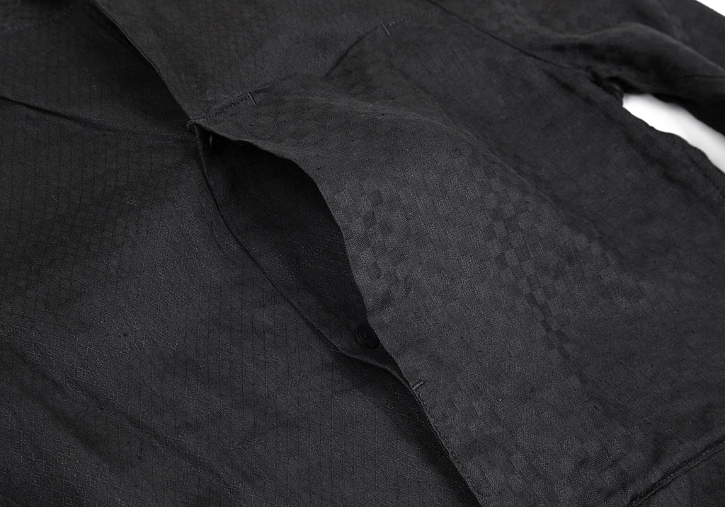 YOHJI YAMAMOTO JAPAN. Y's Pattern Switched Black Linen Blouse